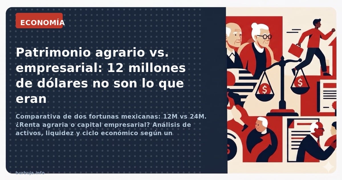 Comparativa de dos fortunas mexicanas: 12M vs 24M. ¿Renta agraria o capital empresarial? Análisis de activos, liquidez y cicl