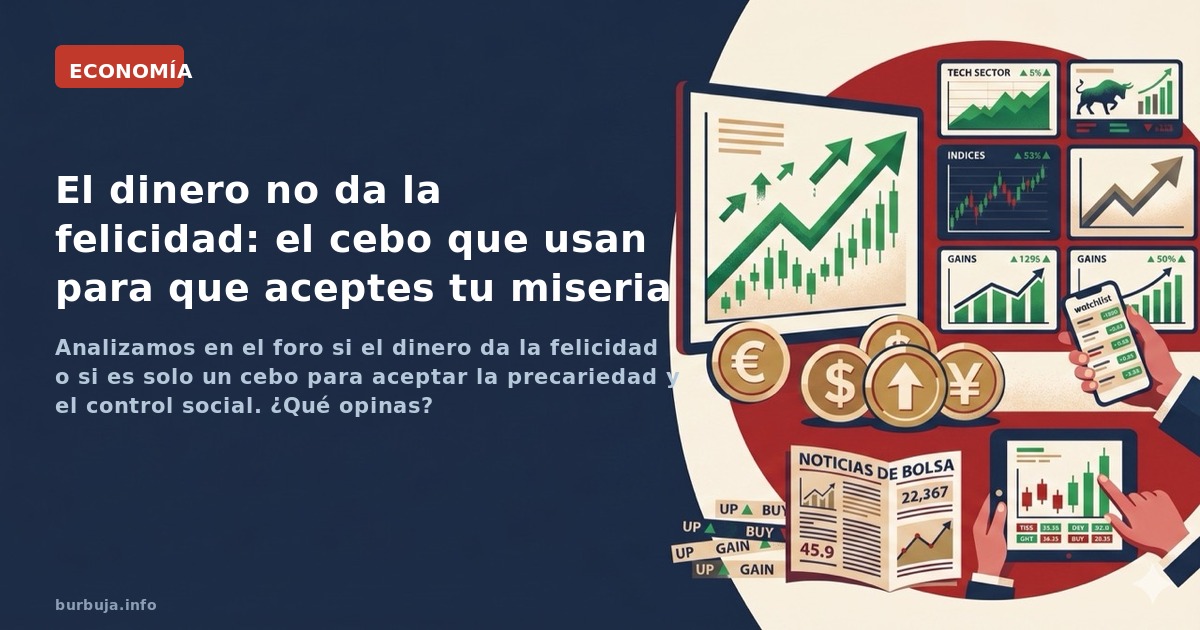 Analizamos en el foro si el dinero da la felicidad o si es solo un cebo para aceptar la precariedad y el control social. ¿Qué