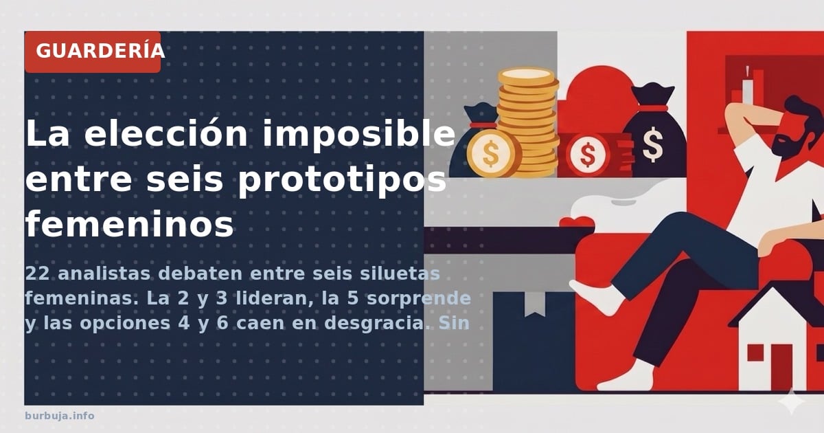22 analistas debaten entre seis siluetas femeninas. La 2 y 3 lideran, la 5 sorprende y las opciones 4 y 6 caen en desgracia. 