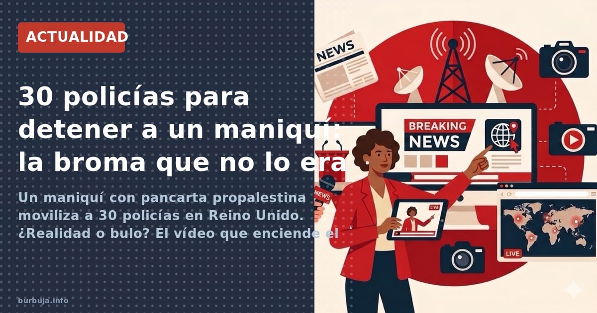 Un maniquí con pancarta propalestina moviliza a 30 policías en Reino Unido. ¿Realidad o bulo? El vídeo que enciende el debate
