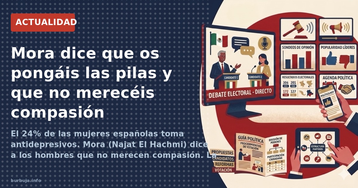 El 24% de las mujeres españolas toma antidepresivos. Mora (Najat El Hachmi) dice a los hombres que no merecen compasión. La r