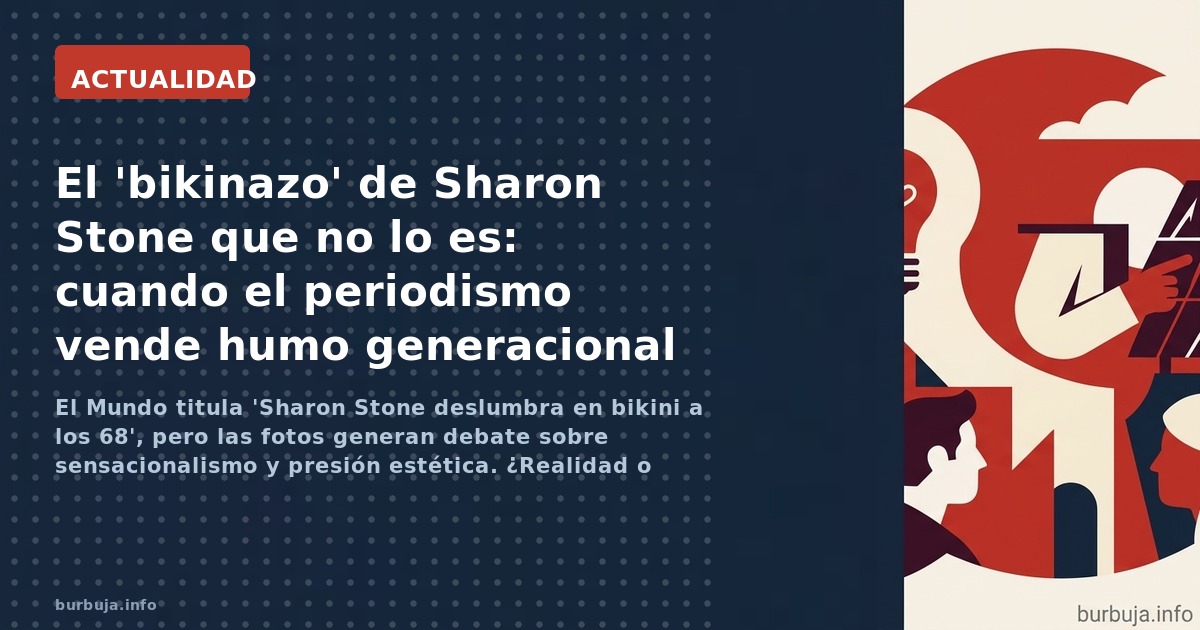 El Mundo titula 'Sharon Stone deslumbra en bikini a los 68', pero las fotos generan debate sobre sensacionalismo y presión es