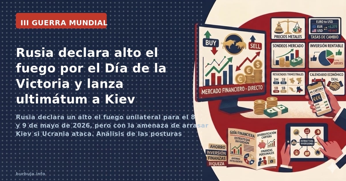 Rusia declara un alto el fuego unilateral para el 8 y 9 de mayo de 2026, pero con la amenaza de arrasar Kiev si Ucrania ataca