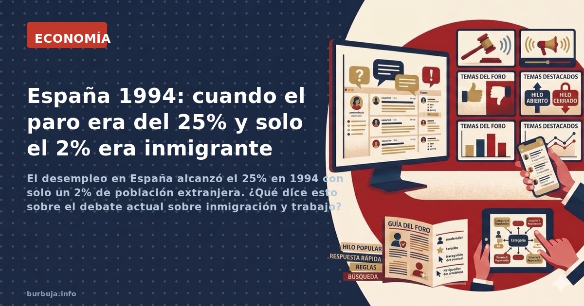 El desempleo en España alcanzó el 25% en 1994 con solo un 2% de población extranjera. ¿Qué dice esto sobre el debate actual s