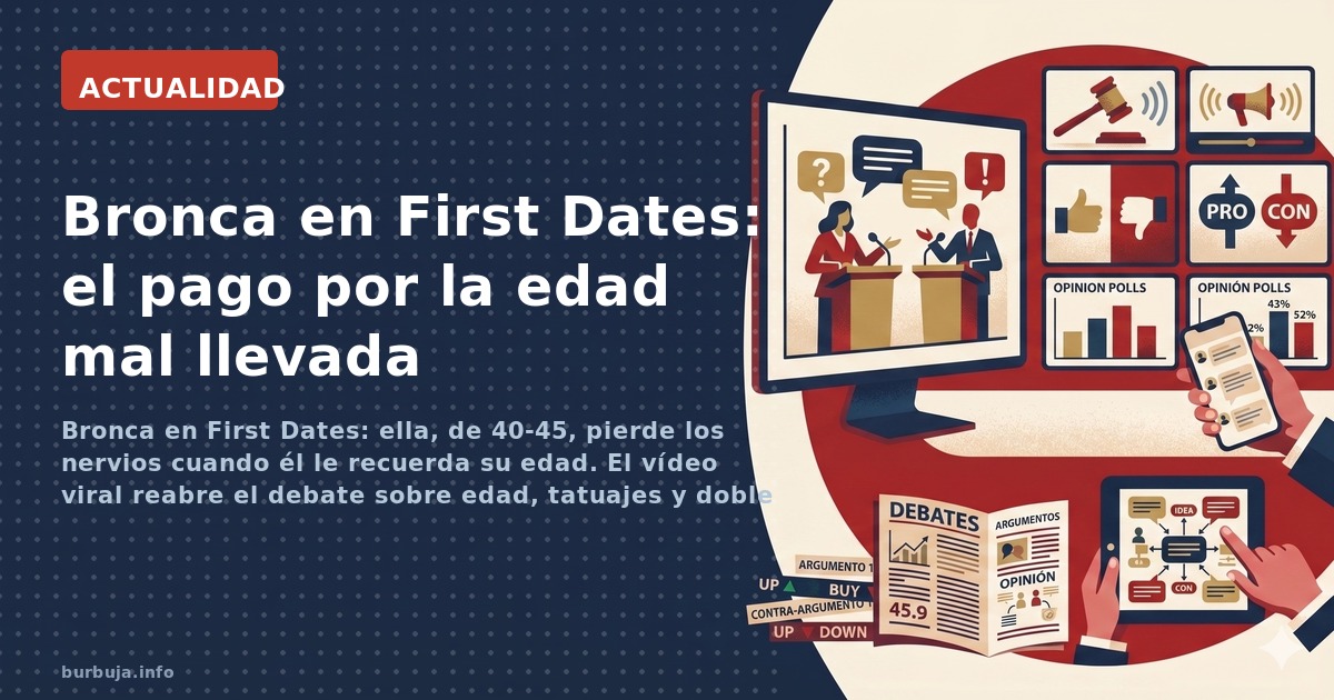 Bronca en First Dates: ella, de 40-45, pierde los nervios cuando él le recuerda su edad. El vídeo viral reabre el debate sobr