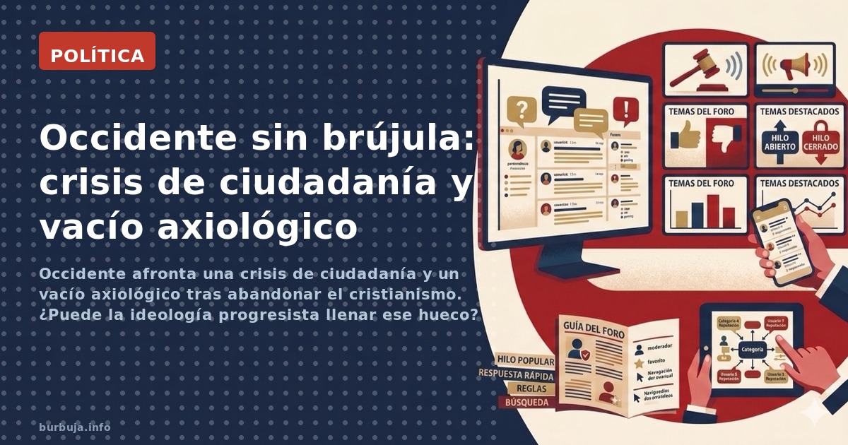 Occidente afronta una crisis de ciudadanía y un vacío axiológico tras abandonar el cristianismo. ¿Puede la ideología progresi