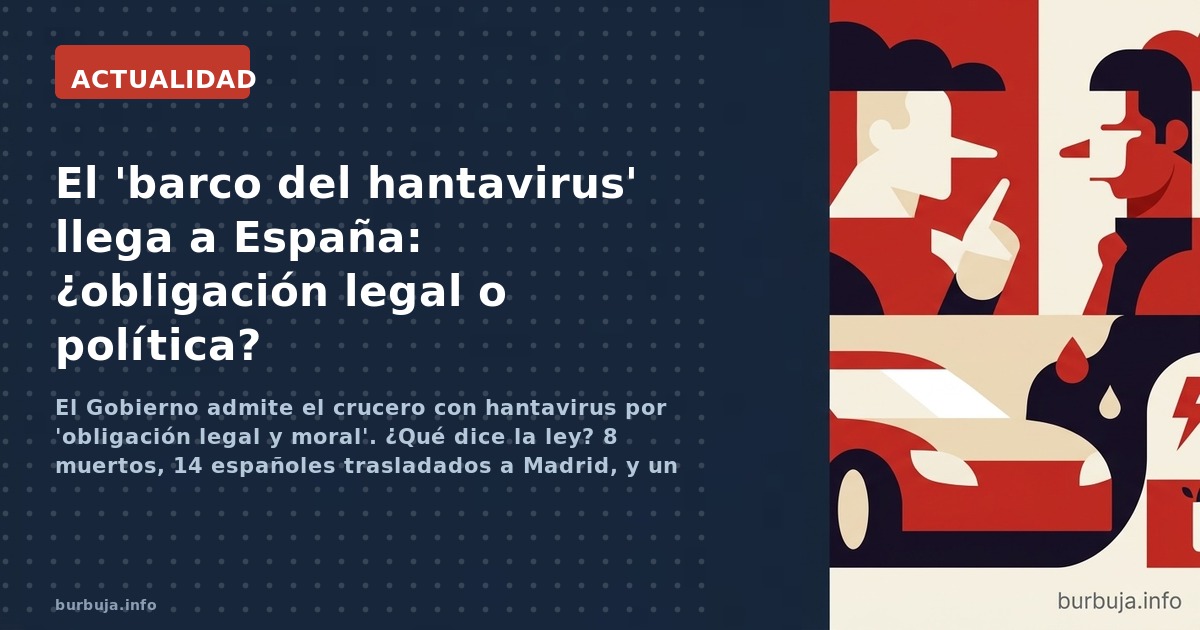 El Gobierno admite el crucero con hantavirus por 'obligación legal y moral'. ¿Qué dice la ley? 8 muertos, 14 españoles trasla