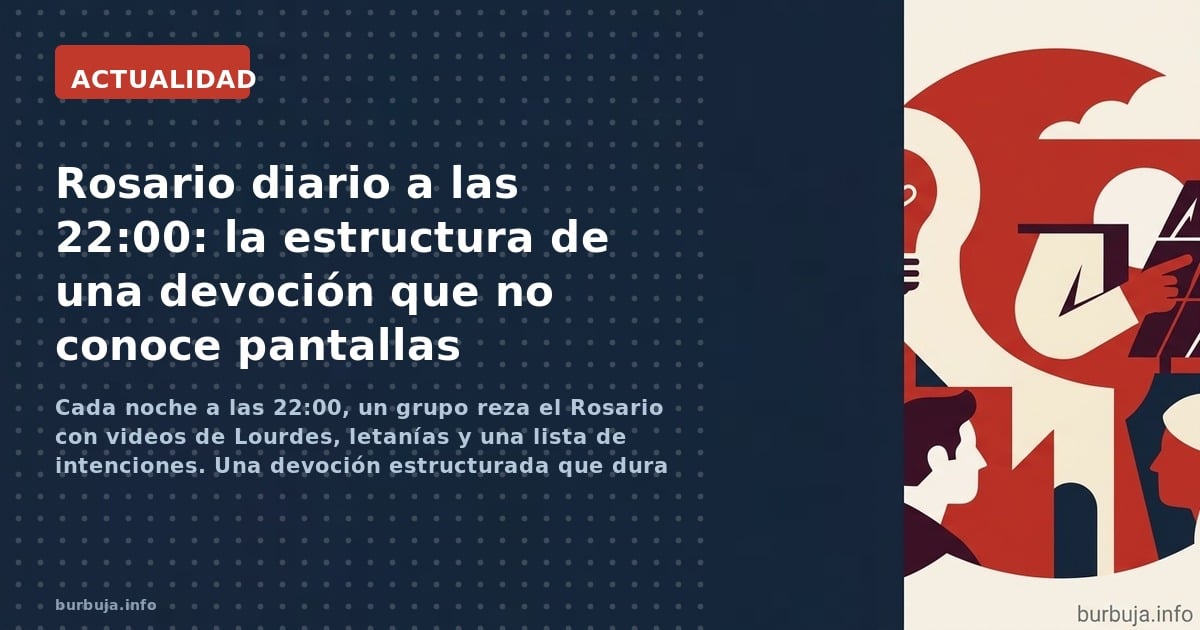 Cada noche a las 22:00, un grupo reza el Rosario con videos de Lourdes, letanías y una lista de intenciones. Una devoción est