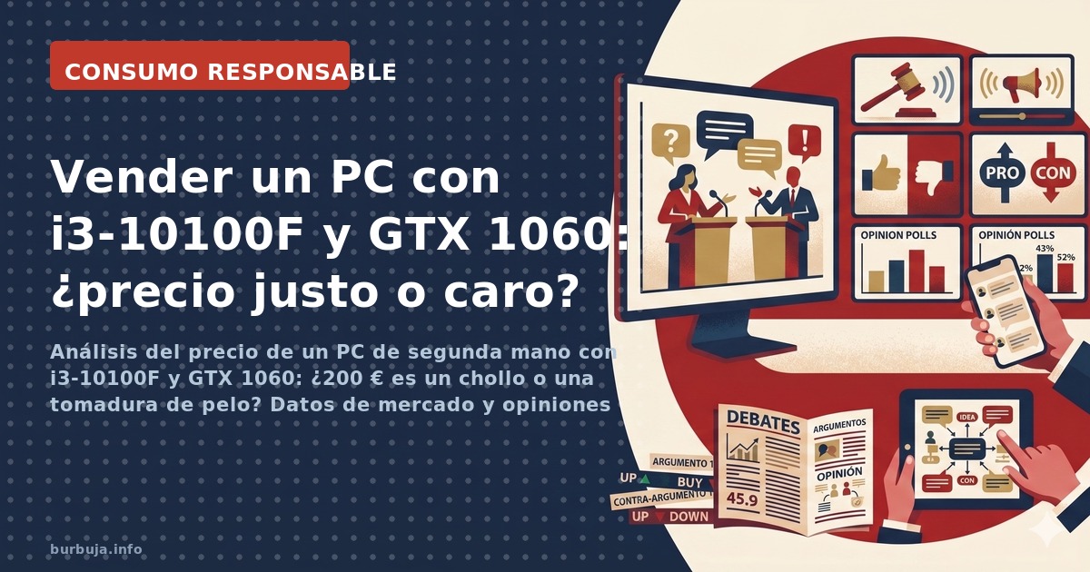 Análisis del precio de un PC de segunda mano con i3-10100F y GTX 1060: ¿200 € es un chollo o una tomadura de pelo? Datos de m