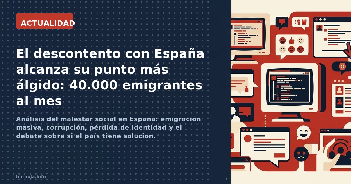 Análisis del malestar social en España: emigración masiva, corrupción, pérdida de identidad y el debate sobre si el país tien