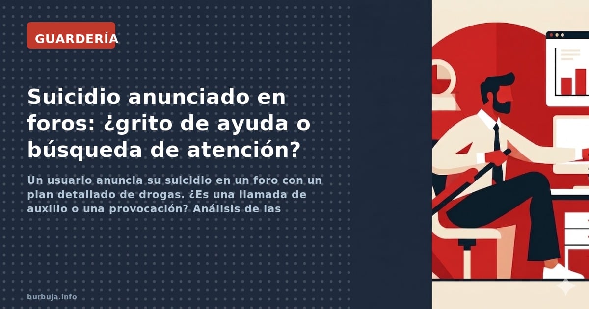 Un usuario anuncia su suicidio en un foro con un plan detallado de drogas. ¿Es una llamada de auxilio o una provocación? Anál