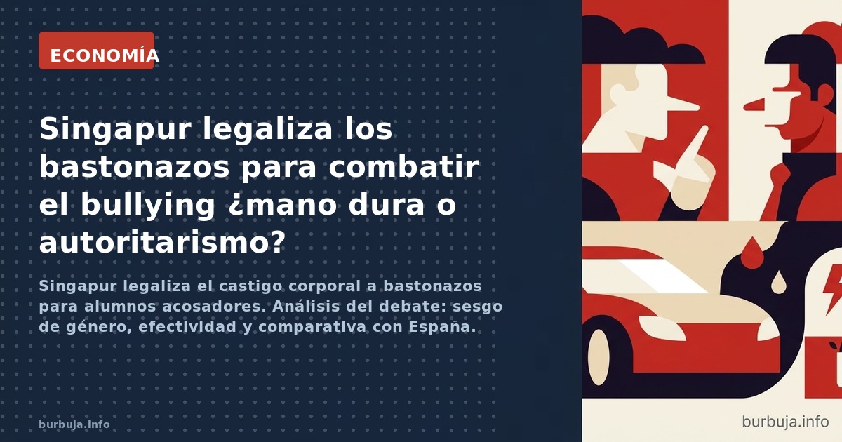 Singapur legaliza el castigo corporal a bastonazos para alumnos acosadores. Análisis del debate: sesgo de género, efectividad