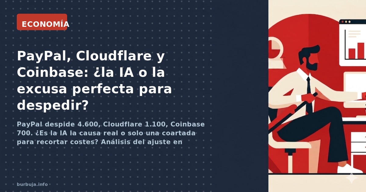 PayPal despide 4.600, Cloudflare 1.100, Coinbase 700. ¿Es la IA la causa real o solo una coartada para recortar costes? Análi