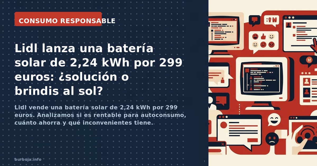 Lidl vende una batería solar de 2,24 kWh por 299 euros. Analizamos si es rentable para autoconsumo, cuánto ahorra y qué incon