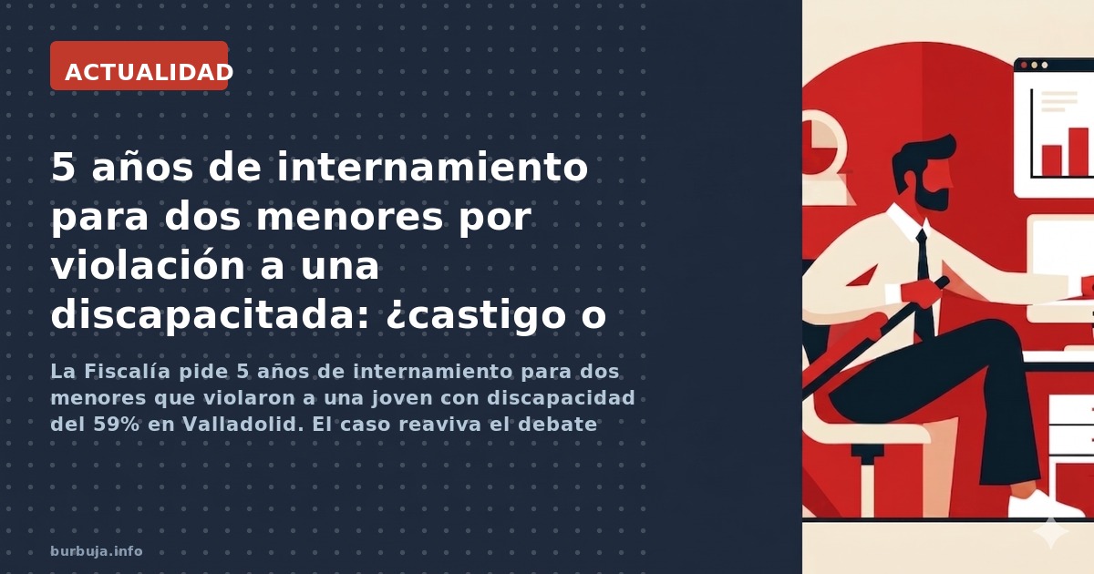 La Fiscalía pide 5 años de internamiento para dos menores que violaron a una joven con discapacidad del 59% en Valladolid. El