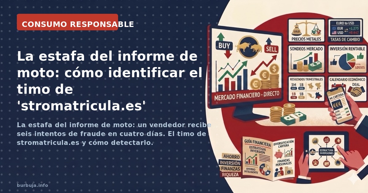 La estafa del informe de moto: un vendedor recibe seis intentos de fraude en cuatro días. El timo de stromatricula.es y cómo 