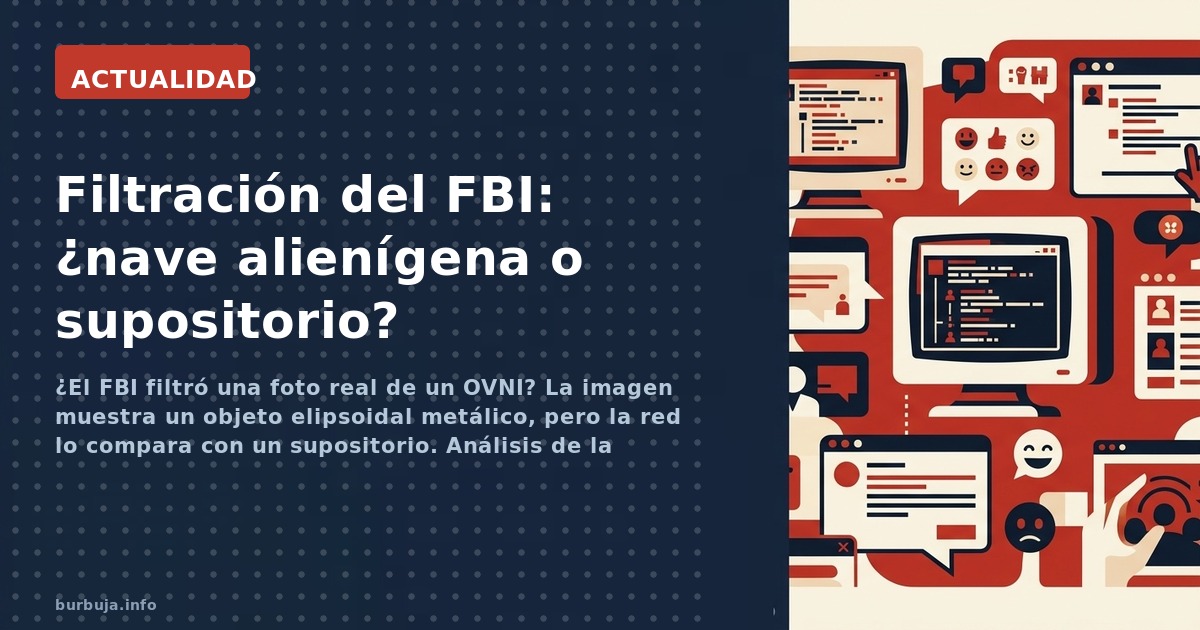 ¿El FBI filtró una foto real de un OVNI? La imagen muestra un objeto elipsoidal metálico, pero la red lo compara con un supos