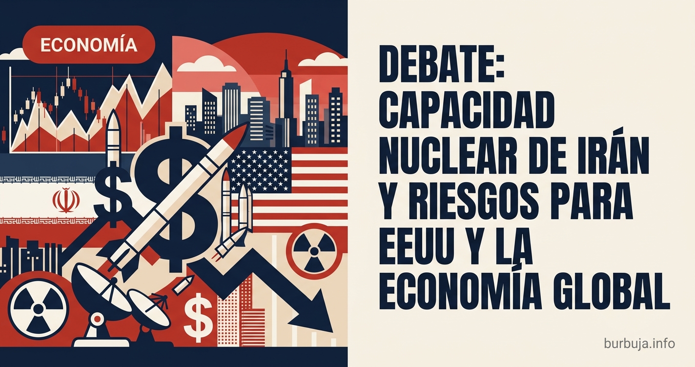 Mapa de Estados Unidos con 47 objetivos marcados y una cabeza nuclear en primer plano
