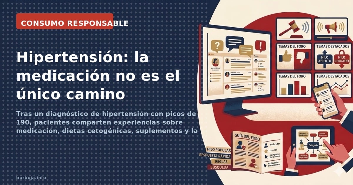 Tras un diagnóstico de hipertensión con picos de 190, pacientes comparten experiencias sobre medicación, dietas cetogénicas, 