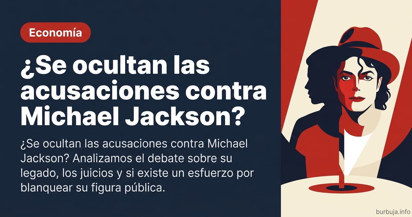 Fotografía de Michael Jackson en el escenario, rodeado de luces, con una expresión seria, mientras el debate sobre su legado 