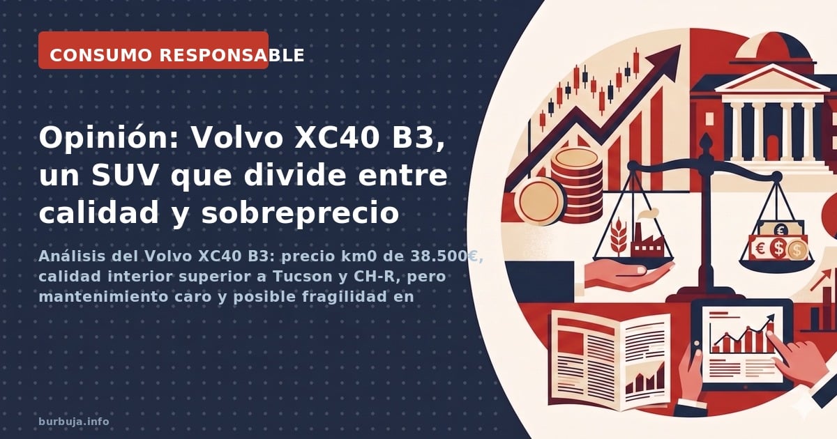 Análisis del Volvo XC40 B3: precio km0 de 38.500€, calidad interior superior a Tucson y CH-R, pero mantenimiento caro y posib