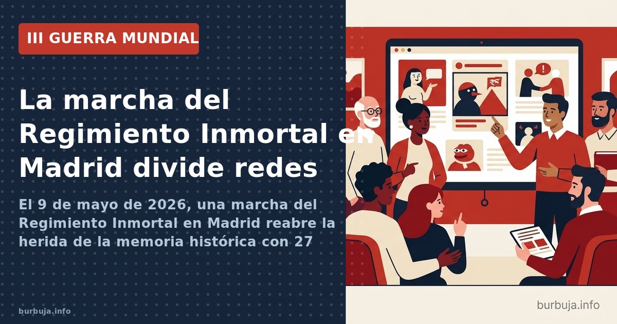 El 9 de mayo de 2026, una marcha del Regimiento Inmortal en Madrid reabre la herida de la memoria histórica con 27 millones d