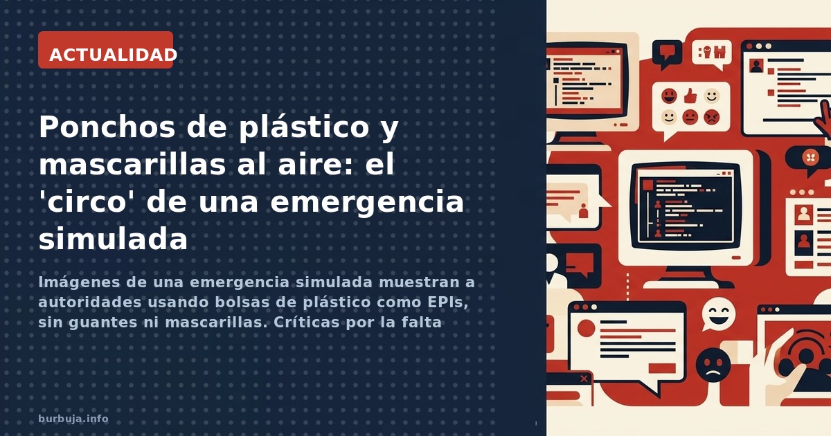Imágenes de una emergencia simulada muestran a autoridades usando bolsas de plástico como EPIs, sin guantes ni mascarillas. C