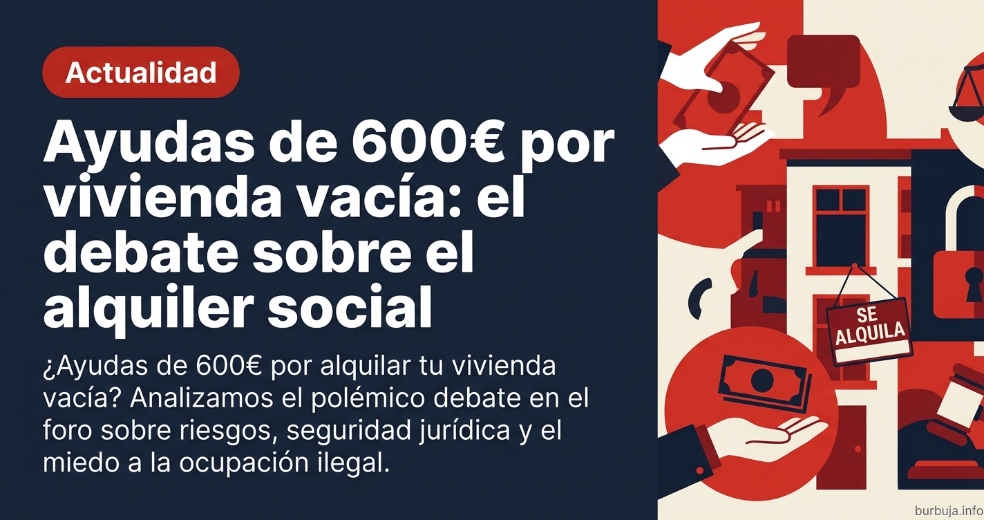 ¿Ayudas de 600€ por alquilar tu vivienda vacía? Analizamos el polémico debate en el foro sobre riesgos, seguridad jurídica y 