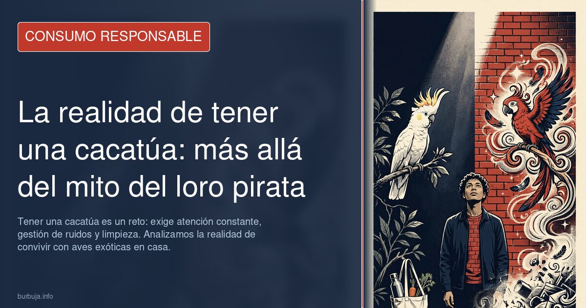 Tener una cacatúa es un reto: exige atención constante, gestión de ruidos y limpieza. Analizamos la realidad de convivir con 