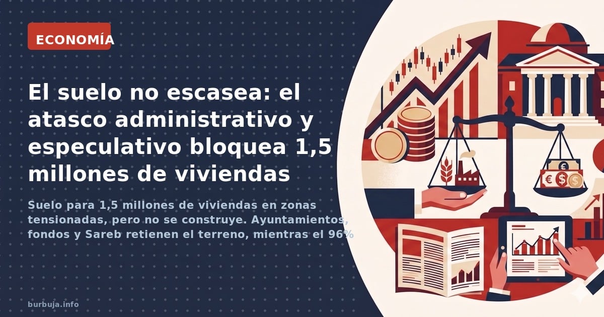 Suelo para 1,5 millones de viviendas en zonas tensionadas, pero no se construye. Ayuntamientos, fondos y Sareb retienen el te