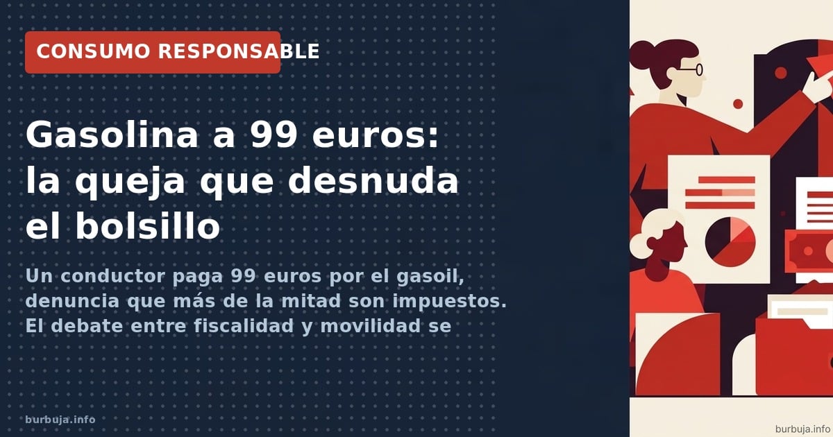 Un conductor paga 99 euros por el gasoil, denuncia que más de la mitad son impuestos. El debate entre fiscalidad y movilidad 