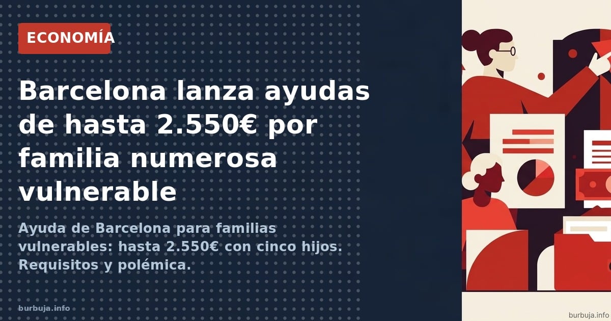 Ayuda de Barcelona para familias vulnerables: hasta 2.550€ con cinco hijos. Requisitos y polémica.