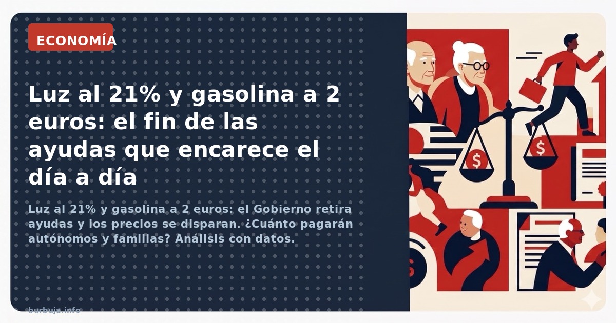 Luz al 21% y gasolina a 2 euros: el Gobierno retira ayudas y los precios se disparan. ¿Cuánto pagarán autónomos y familias? A