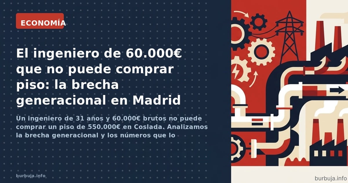 Un ingeniero de 31 años y 60.000€ brutos no puede comprar un piso de 550.000€ en Coslada. Analizamos la brecha generacional y