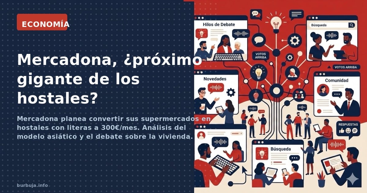 Mercadona planea convertir sus supermercados en hostales con literas a 300€/mes. Análisis del modelo asiático y el debate sob