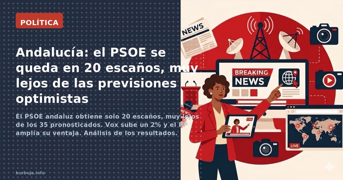 El PSOE andaluz obtiene solo 20 escaños, muy lejos de los 35 pronosticados. Vox sube un 2% y el PP amplía su ventaja. Análisi