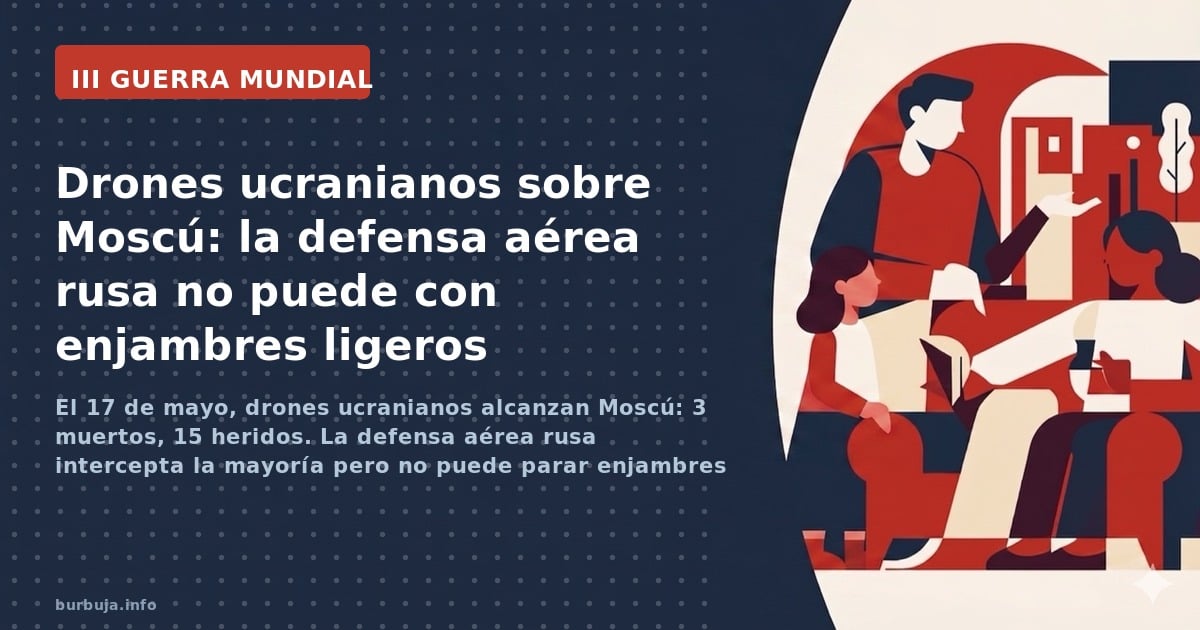 El 17 de mayo, drones ucranianos alcanzan Moscú: 3 muertos, 15 heridos. La defensa aérea rusa intercepta la mayoría pero no p