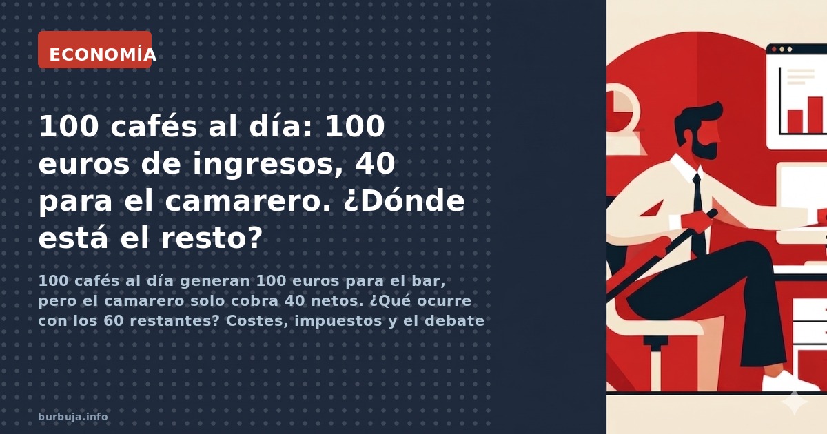100 cafés al día generan 100 euros para el bar, pero el camarero solo cobra 40 netos. ¿Qué ocurre con los 60 restantes? Coste