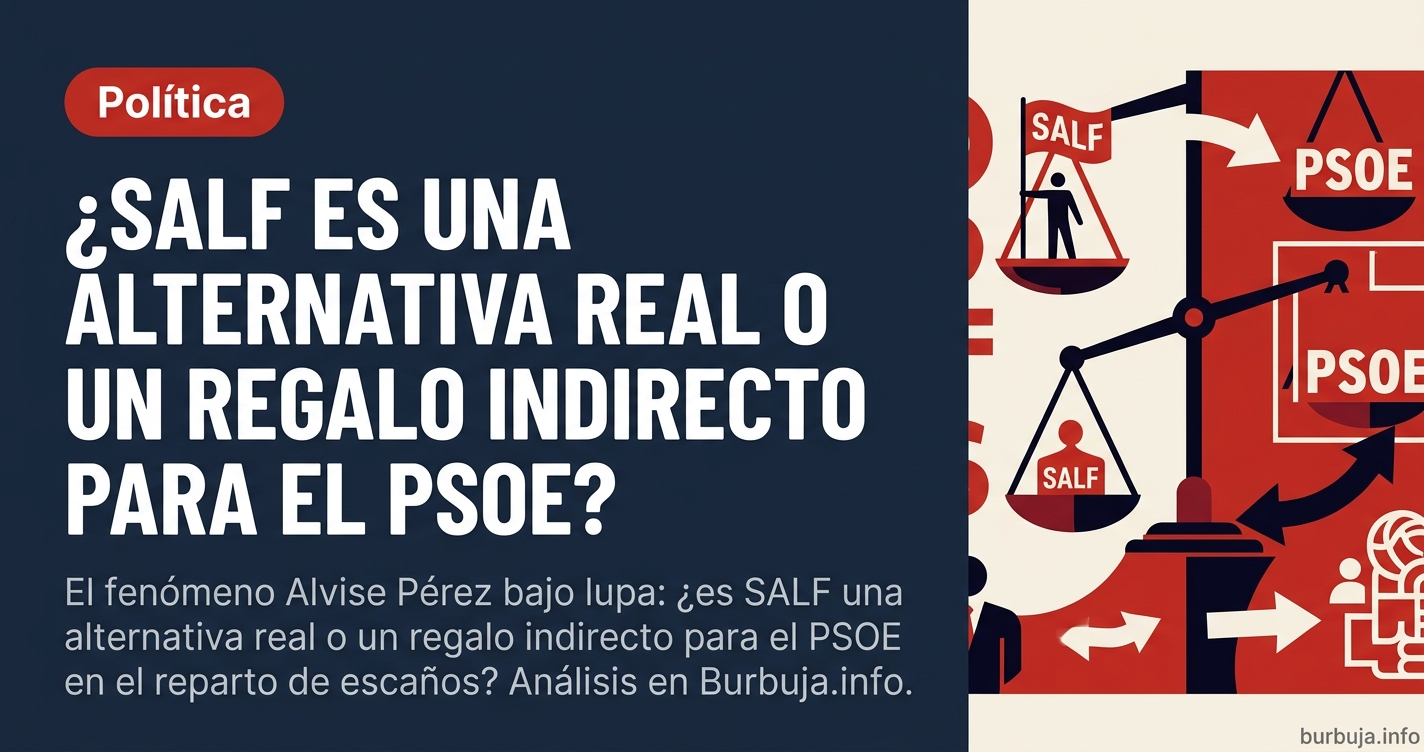 Análisis en Burbuja.info sobre cómo la estrategia electoral de Alvise Pérez (SALF) está fragmentando el voto y beneficiando i