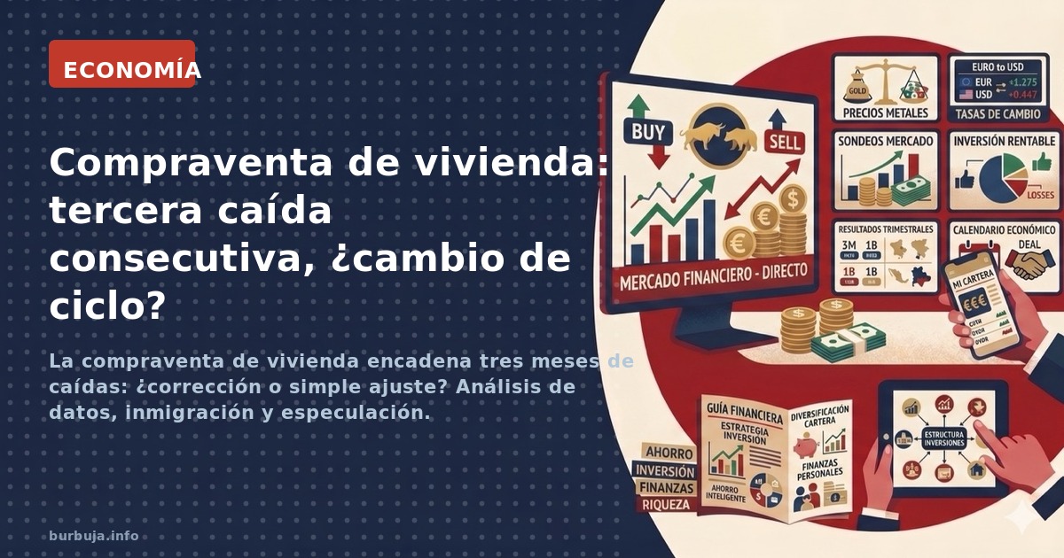 La compraventa de vivienda encadena tres meses de caídas: ¿corrección o simple ajuste? Análisis de datos, inmigración y espec
