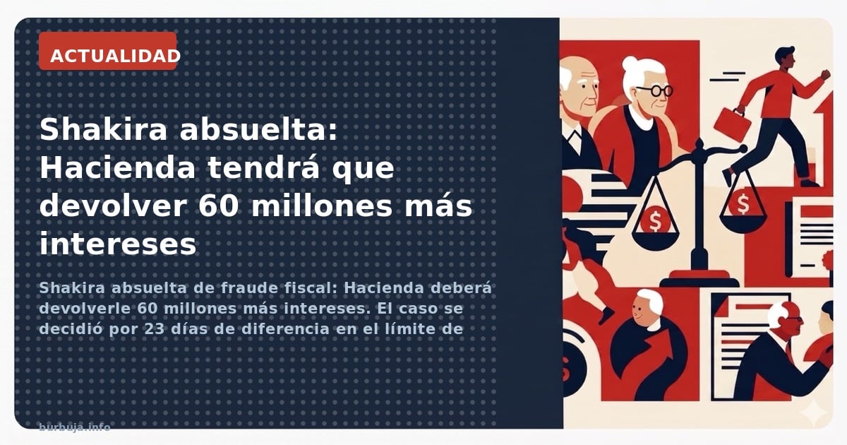 Shakira absuelta de fraude fiscal: Hacienda deberá devolverle 60 millones más intereses. El caso se decidió por 23 días de di