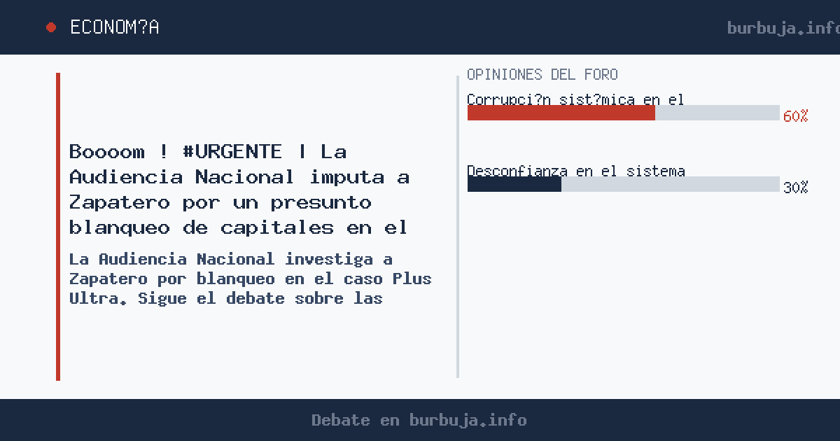 La Audiencia Nacional investiga a Zapatero por blanqueo en el caso Plus Ultra. Sigue el debate sobre las implicaciones políti