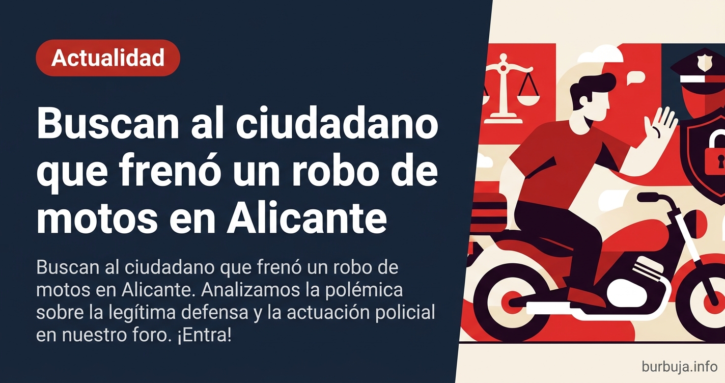 Buscan al ciudadano que frenó un robo de motos en Alicante. Analizamos la polémica sobre la legítima defensa y la actuación p