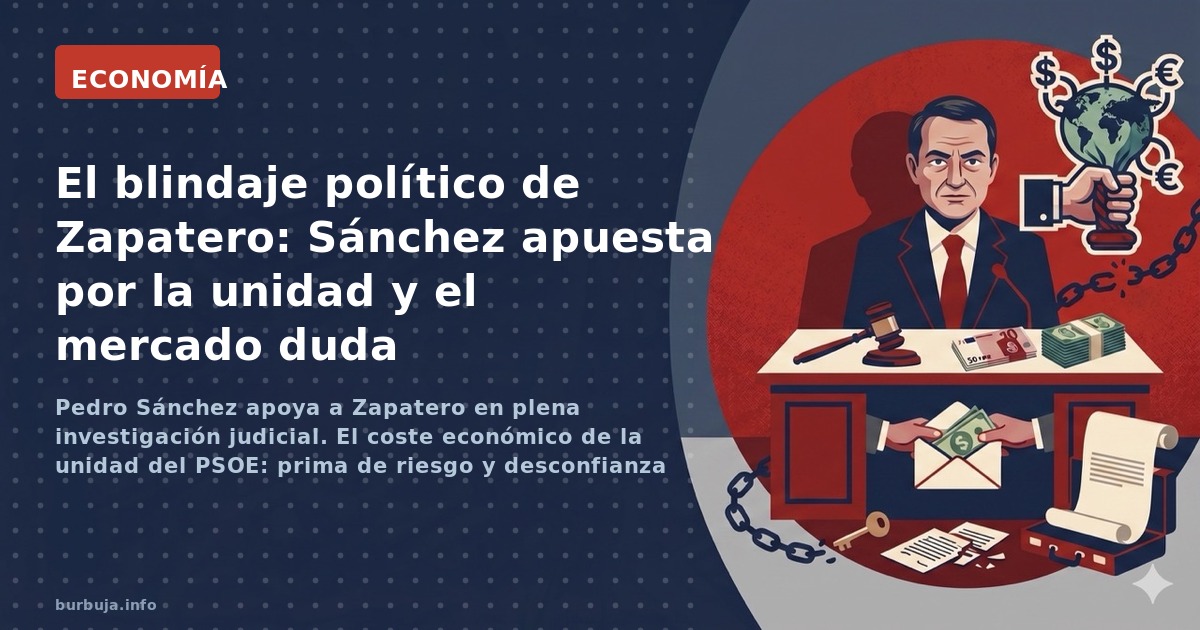 Pedro Sánchez apoya a Zapatero en plena investigación judicial. El coste económico de la unidad del PSOE: prima de riesgo y d