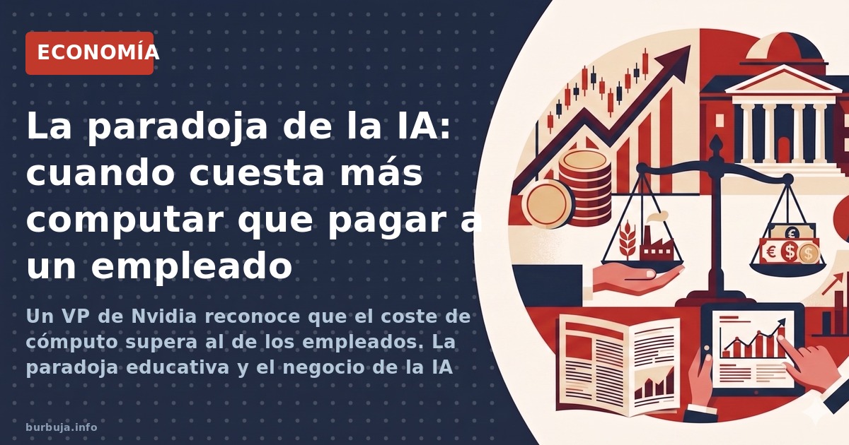 Un VP de Nvidia reconoce que el coste de cómputo supera al de los empleados. La paradoja educativa y el negocio de la IA gene