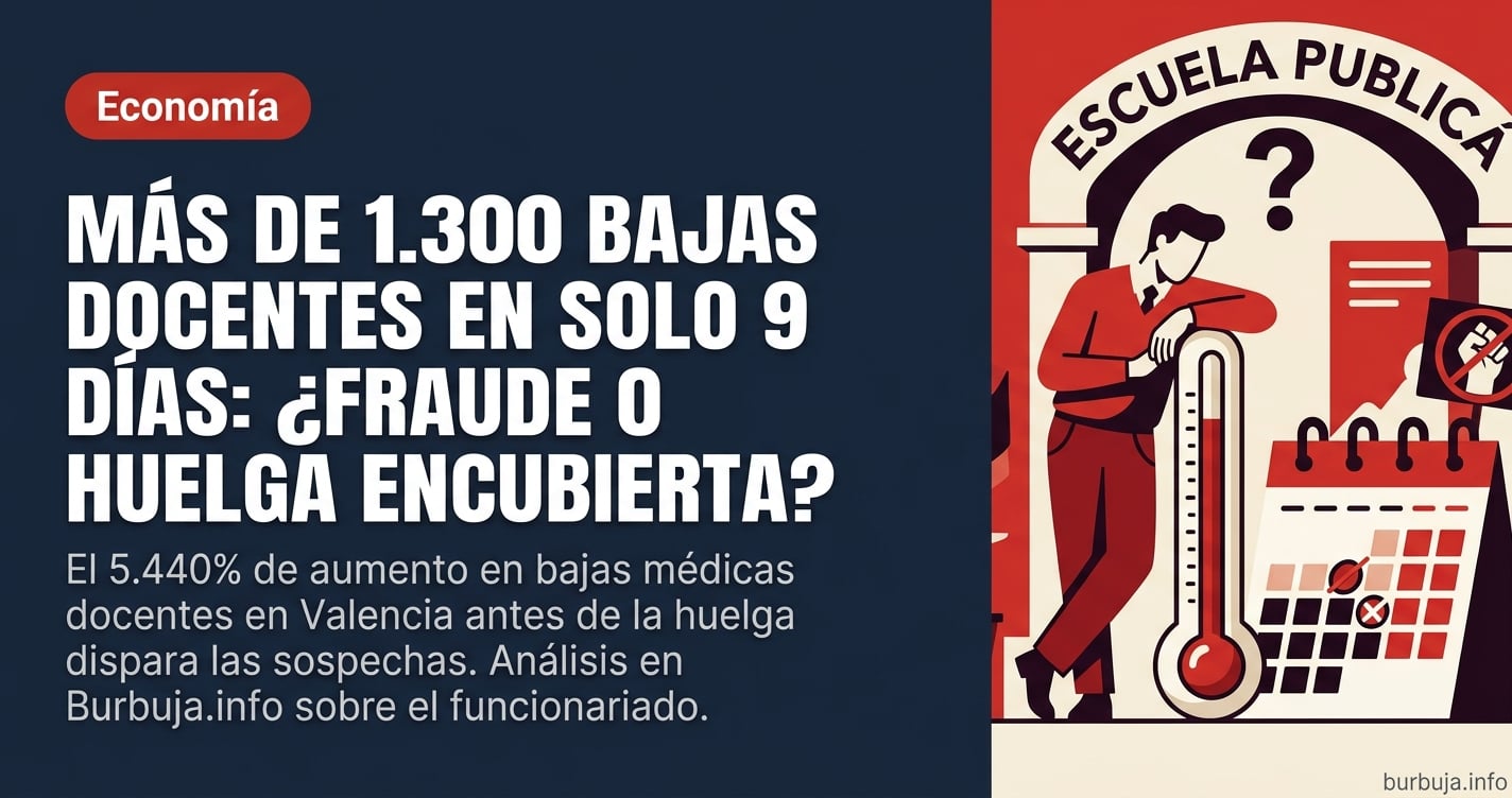 El repunte del 5.440% en bajas docentes antes de la huelga en Valencia destapa una estrategia de fraude para cobrar el 100% d
