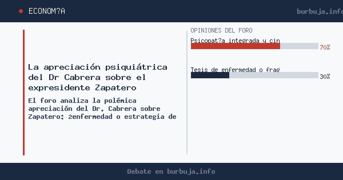 El foro analiza la polémica apreciación del Dr. Cabrera sobre Zapatero: ¿enfermedad o estrategia de impunidad? Análisis críti
