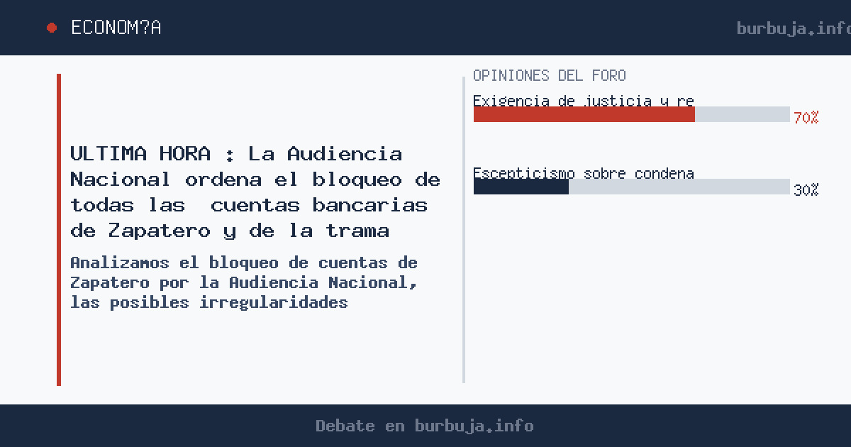 La Audiencia Nacional bloquea cuentas vinculadas a Zapatero en el caso Plus Ultra. ¿Justicia real o cortina de humo? El debat