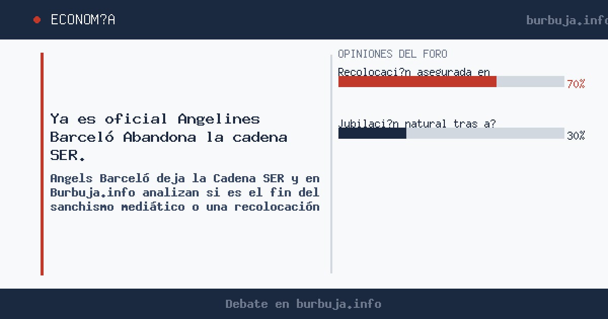 Angelines Barceló abandona la SER y el foro analiza si es una purga por audiencia o una huida estratégica ante el desgaste po