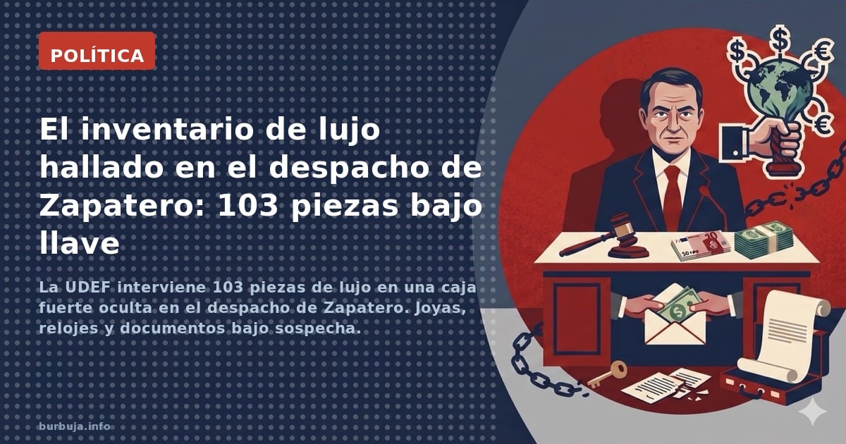 La UDEF interviene 103 piezas de lujo en una caja fuerte oculta en el despacho de Zapatero. Joyas, relojes y documentos bajo 